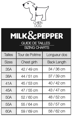 milkandpepper dog rain cape size guide